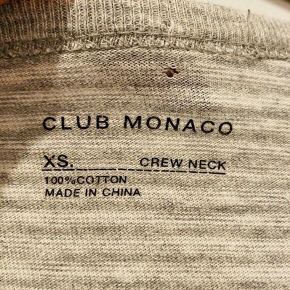 Club Monaco Gray Striped Crew Neck T Shirt XS - Picture 5 of 5